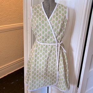 Kay Windsor Vintage 1960s Green Tan Floral Honeycomb a-line Belted Retro Dress